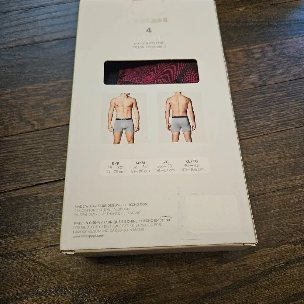 Papi Cotton Stretch Men's Boxer Briefs Size Small 4 Pack Multicolor Underwear